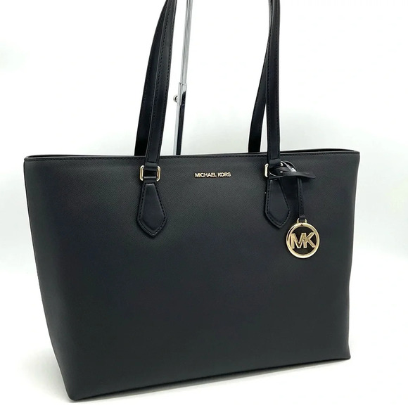 Michael Kors Bag Large Sheila Mf Tote Bag Black/Gold - Picture 3 of 11